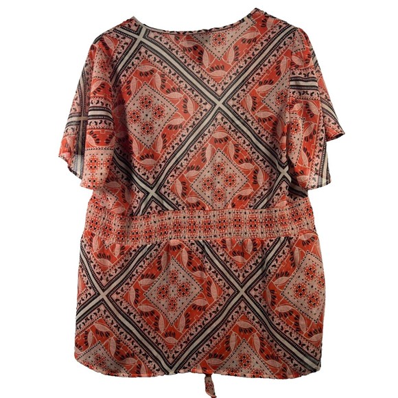 Lane Bryant Orange Sheer Swim Cover Tie Front Kimono Top Size 14/16 - Picture 4 of 11